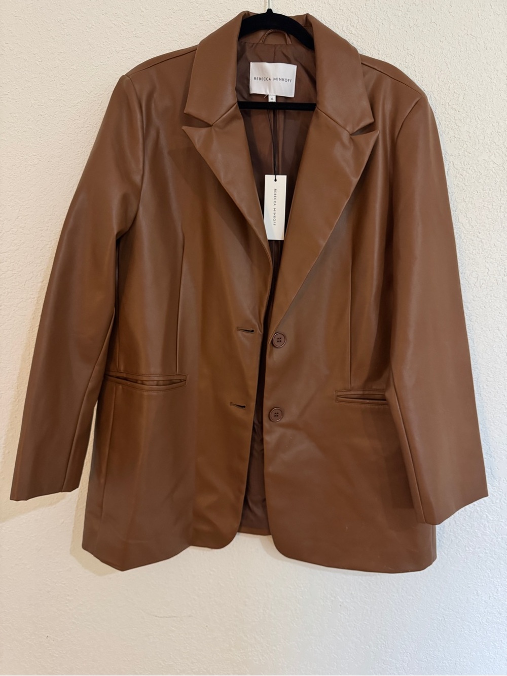 Rebecca Minkoff Brown Faux Leather Blazer Jacket